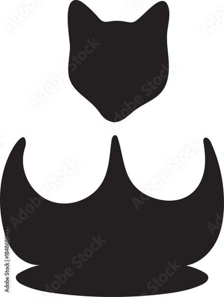 Fototapeta Cat Silhouette Vector Design with Stylized Base on Transparent Background