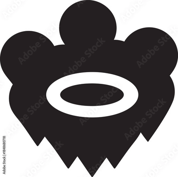 Fototapeta Abstract graphic design depicting a stylized head with a prominent halo in a simple silhouette vector format