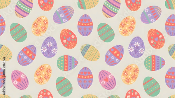 Fototapeta Easter egg pattern with colorful oval shapes