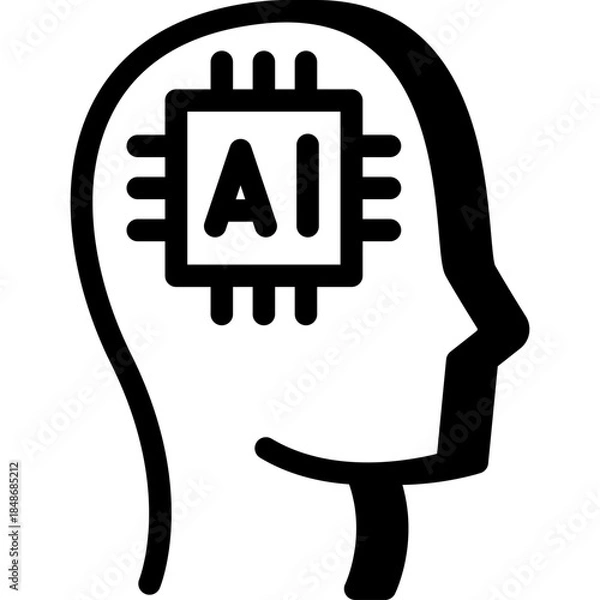 Obraz artificial intelligence illustration, chipping technology, ai generation, vector icon