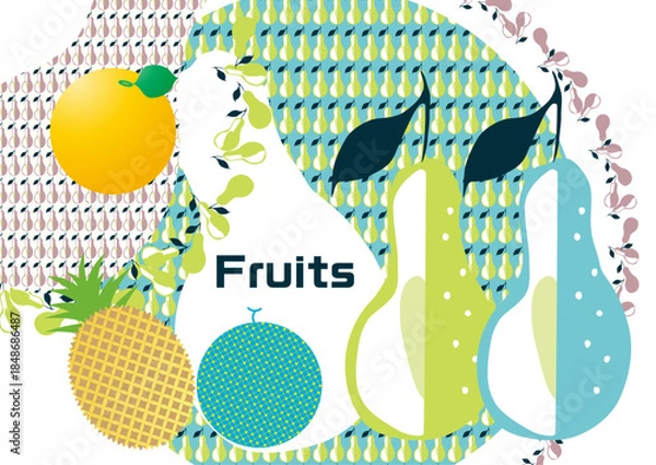 Obraz レトロな洋梨のパターン デザイン素材