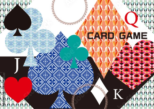 Obraz カードゲームの素材とパターン ハート クローバー