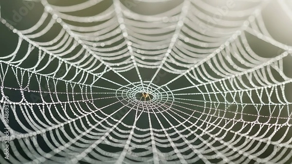 Fototapeta Intricate Spider Web with Morning Dew
