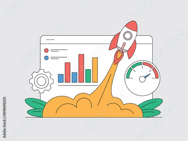 Obraz Business Growth Rocket Launch Concept