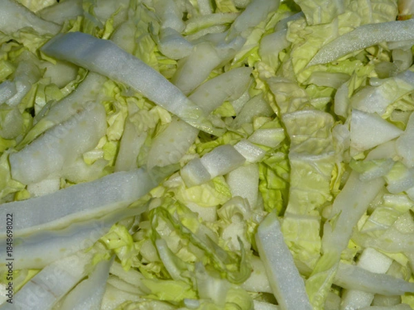 Obraz Fresh chopped green cabbage texture close up