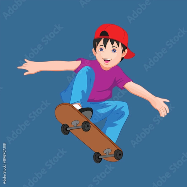 Obraz boy with skateboard
