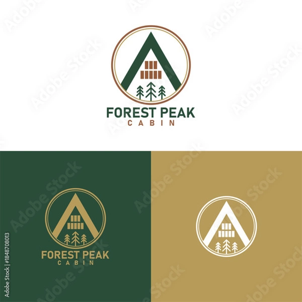 Obraz Forest Peak Cabin logo design vector art