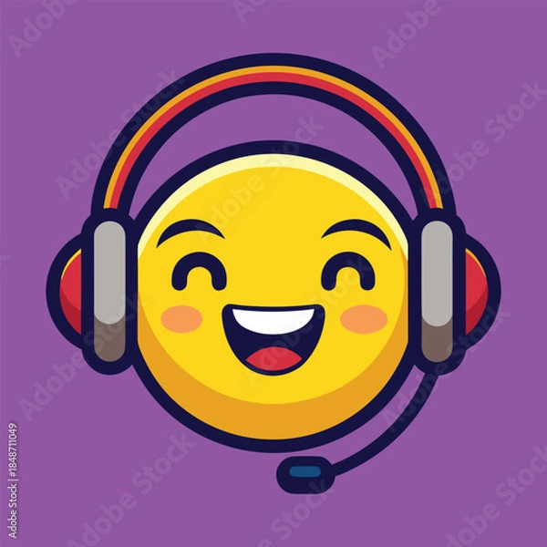 Obraz Happy Smiley with Headset Illustration