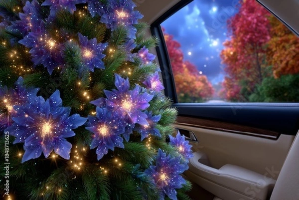 Fototapeta Gifts on the car seat. Generative AI