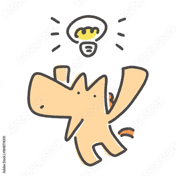 Obraz 光る豆電球とひらめいた馬キャラクター　思いつく・アイデア