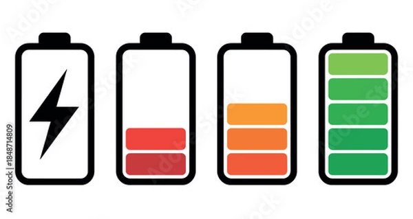 Obraz Battery Level Indicators with Charging Symbol