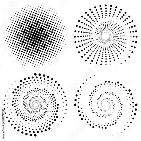 Obraz abstract halftone dots halftone spiral background retro black template vector