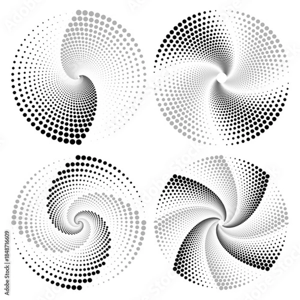 Obraz abstract halftone background halftone spiral background retro black template vector