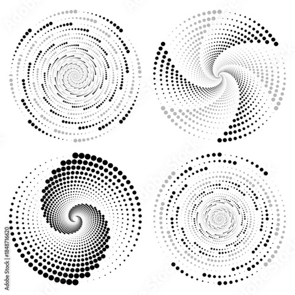 Obraz set of abstract vector elements halftone spiral background retro black template vector