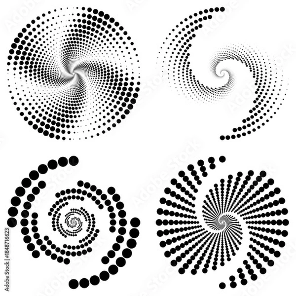 Obraz set of abstract vector elements halftone spiral background retro black template vector