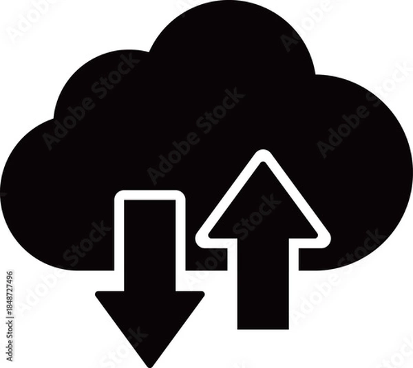 Obraz クラウドサービスのアイコン　アップロードとダウンロード