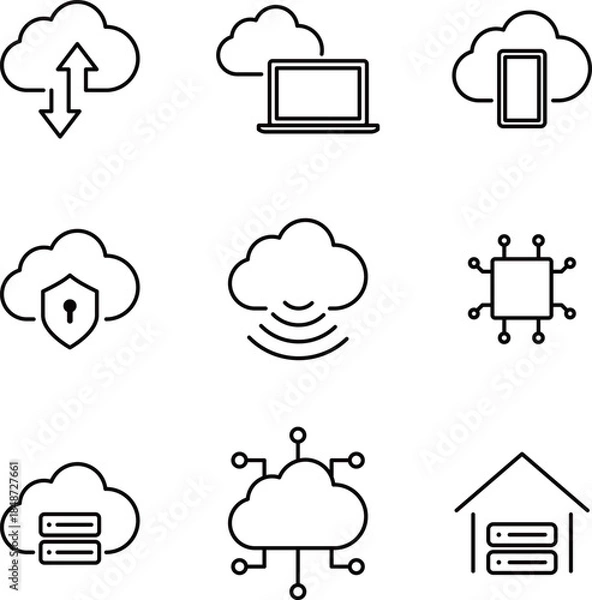 Obraz クラウドやウェブのアイコンセット　オンライン