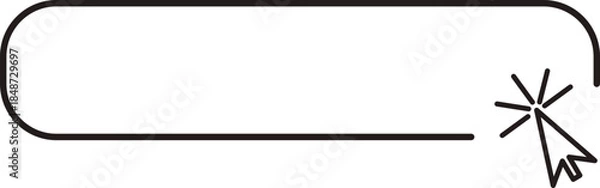 Fototapeta Register now button click here web frame, bar with pointer, mouse arrow. Line site border.