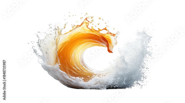 Obraz Dynamic Wave Splash with Orange Tones on Transparent Background