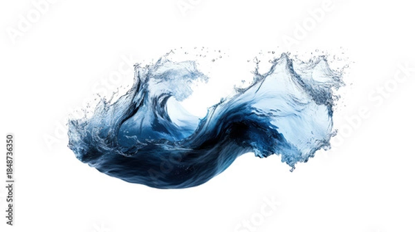 Obraz Dynamic Blue Wave Splashing on Clear Background