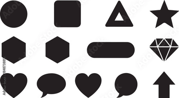 Fototapeta Black basic shapes icon set for web design