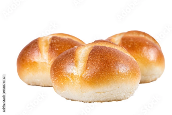Obraz Three delicious kaiser rolls isolated on transparent background