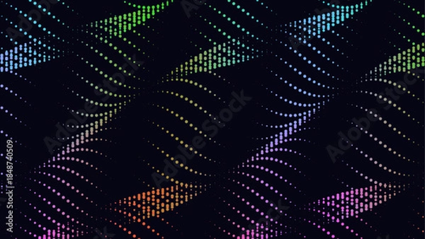 Obraz Flowing Ribbon Dot Wave Abstract Background with Vibrant Gradients for Modern Designs