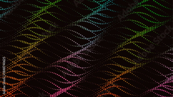 Obraz Flowing Vibrant Ribbon Dot Wave — Warm Abstract Vector Background