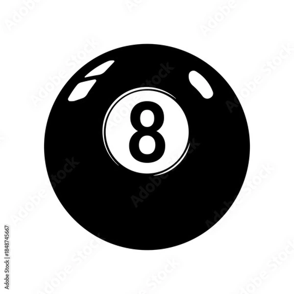 Fototapeta Black pool 8 ball isolated without background.