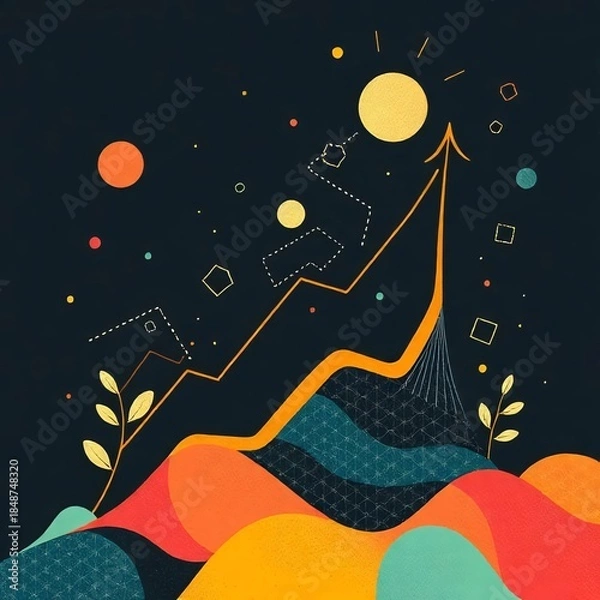 Obraz illustration of the moon and stars. christmas, winter, card