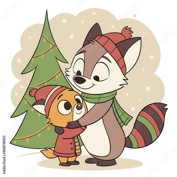 Obraz cat with christmas tree