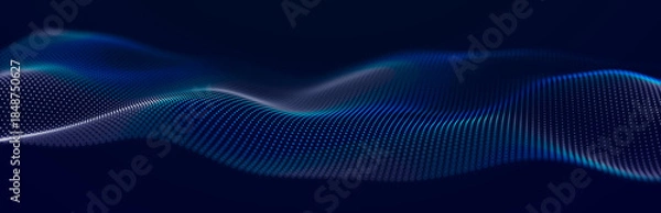 Fototapeta Futuristic wave with points. Big data. Dynamic wave background. 3d rendering