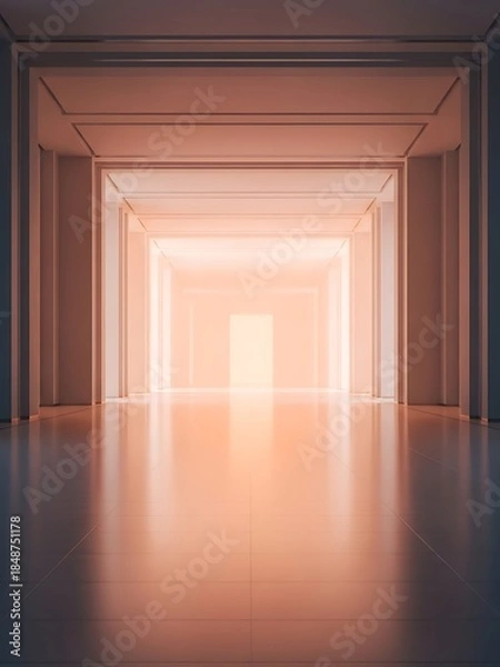 Obraz Endless corridor with soft light revealing infinity and modern architecture