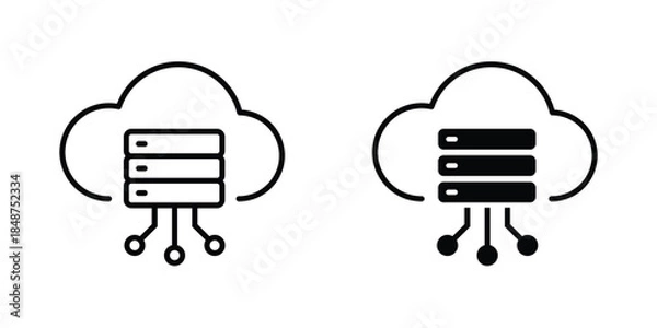 Fototapeta Cloud computing icon. Data center symbol. AI, Artificial intelligence sign