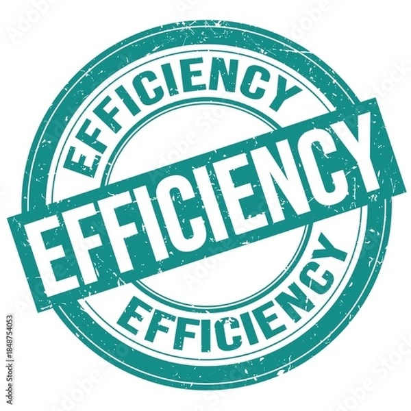 Fototapeta EFFICIENCY text written on blue round stamp sign