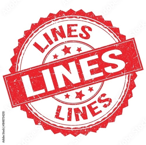 Fototapeta LINES text on red round stamp sign