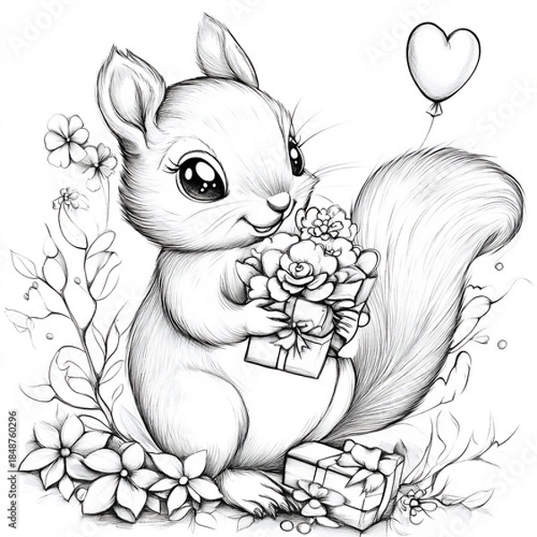 Obraz squirrel with a heart