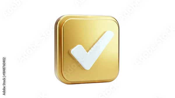 Obraz Golden Checkmark Icon on Square - Approval Concept