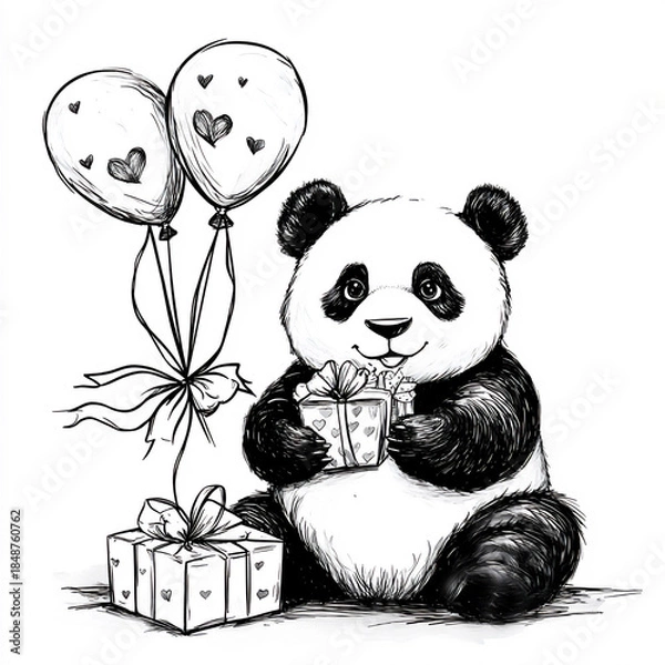 Obraz panda with heart