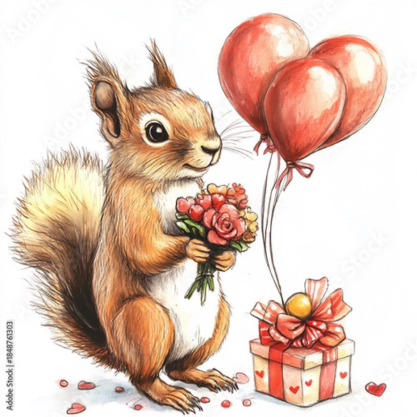Obraz squirrel with a gift