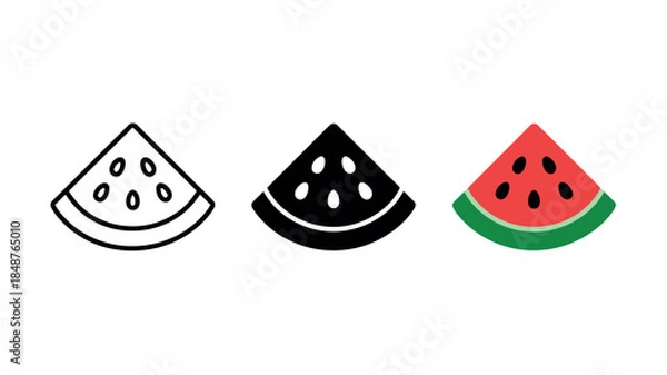 Obraz Colorful Watermelon Slice Icons Set