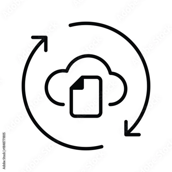 Fototapeta Cloud backup icon. Data synchronization symbol