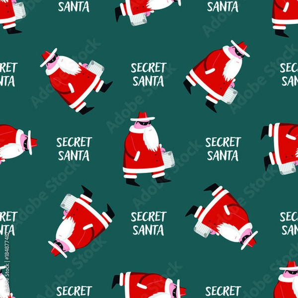 Obraz Secret Santa wrapping paper seamless pattern