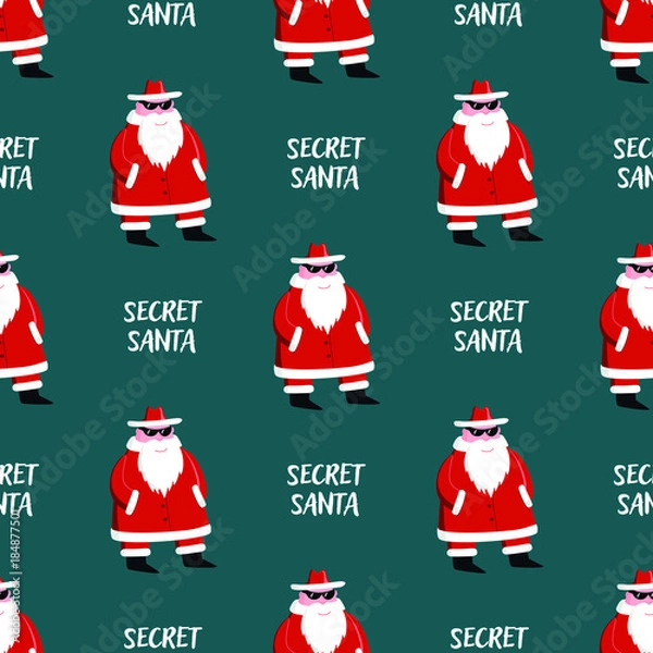 Obraz Secret Santa wrapping paper seamless pattern