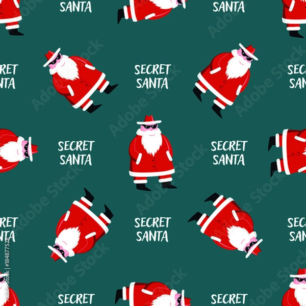 Obraz Secret Santa wrapping paper seamless pattern
