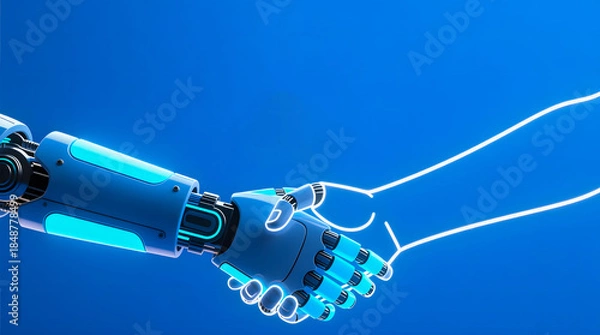 Obraz Stylized robot head with glowing circuit board segments looking forward, representing the future of artificial intelligence and innovation.