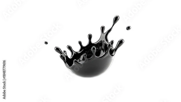 Obraz Black Liquid Splash Isolated on White Background