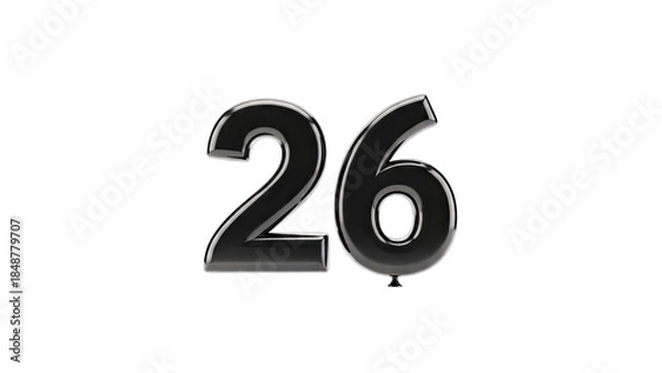 Obraz Black Number 26 Balloon Isolated on White Background