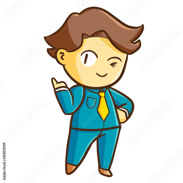 Fototapeta Funny and cute businessman smiling with confident - vector.