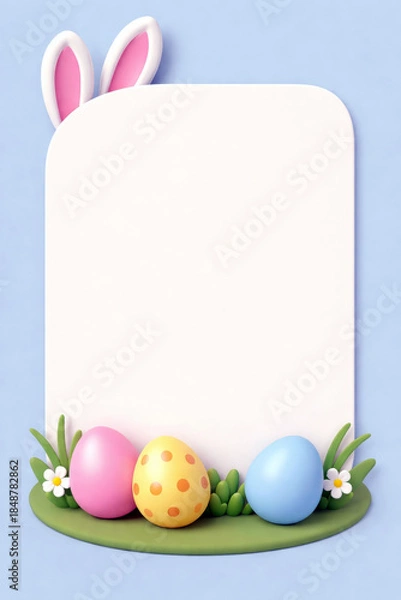 Obraz Easter Bunny Frame with Colorful Eggs